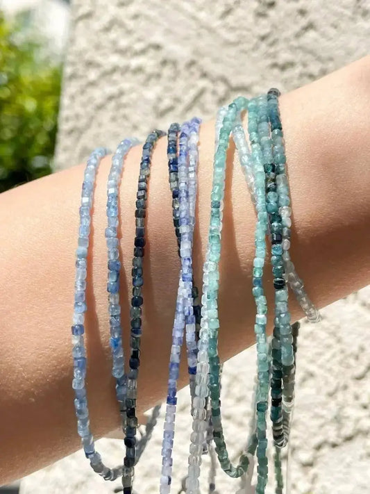 Coastal Mist – Blue Tourmaline Necklace | Gradient Micro - Faceted Gemstone - LBV Crafts - Jewelry