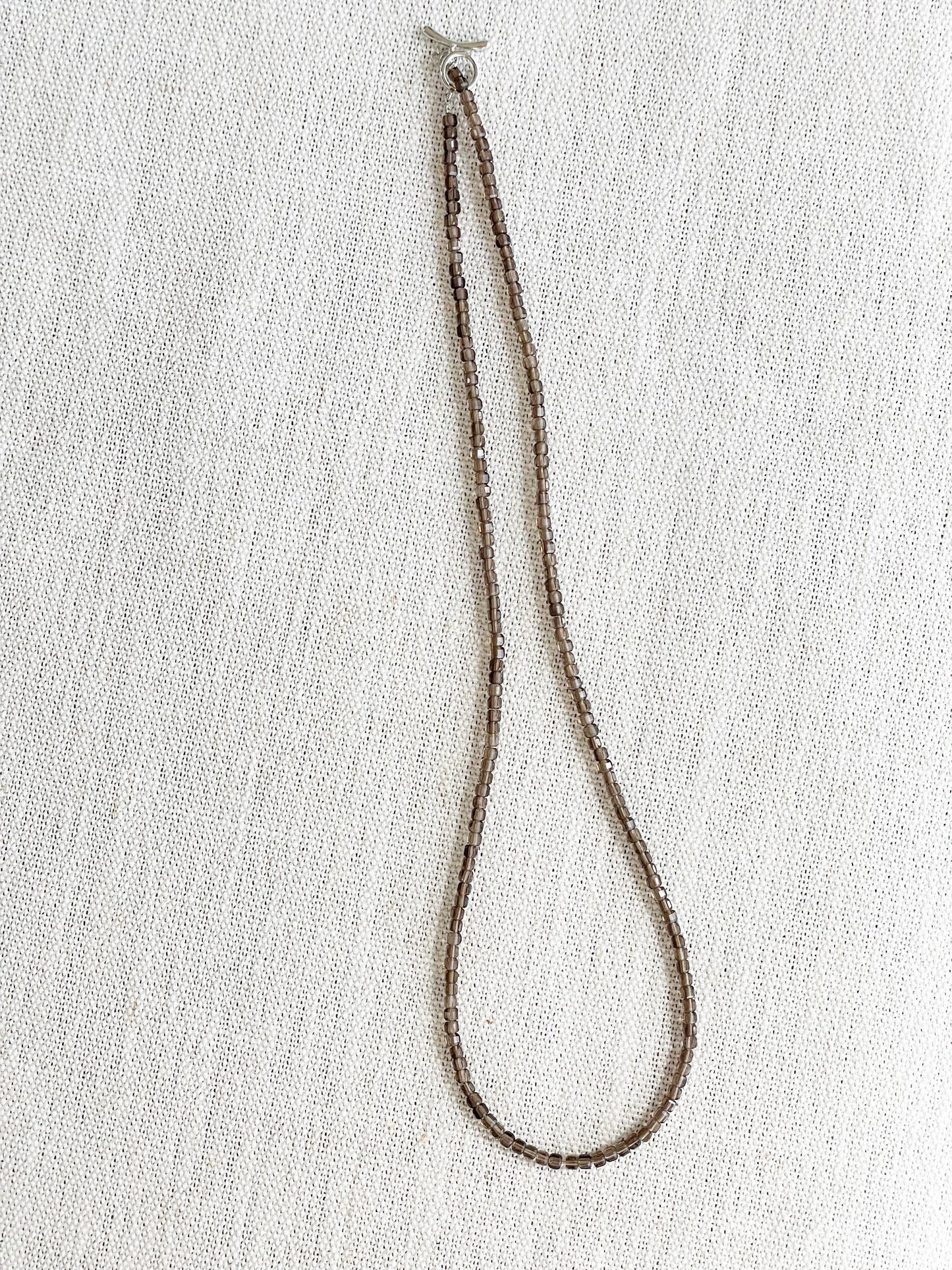 "Smoky Veil" – Smoky Quartz Micro-Faceted Necklace