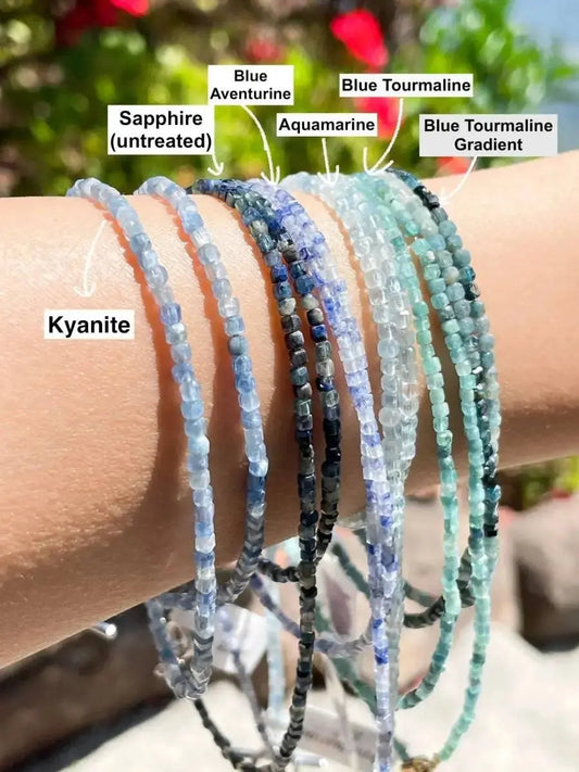 Coastal Mist – Blue Tourmaline Necklace | Gradient Micro - Faceted Gemstone - LBV Crafts - Jewelry