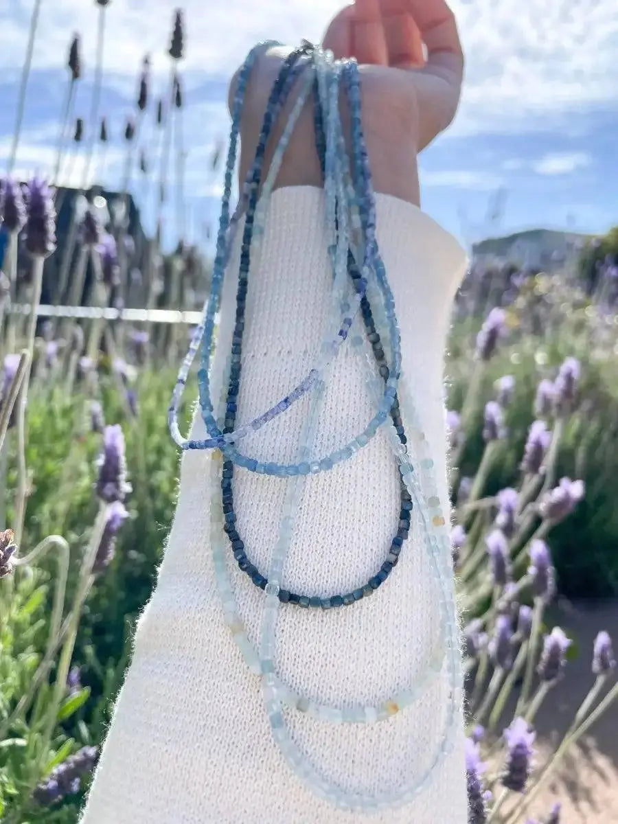 Coastal Mist – Blue Tourmaline Necklace | Gradient Micro - Faceted Gemstone - LBV Crafts - Jewelry