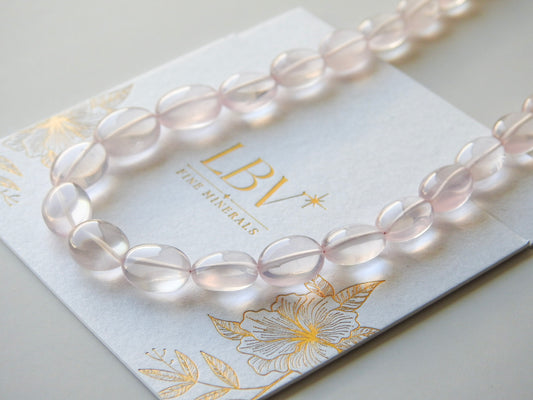 "Rose Radiance" – Rose Quartz Rivière Necklace with Gold-Filled Clasp