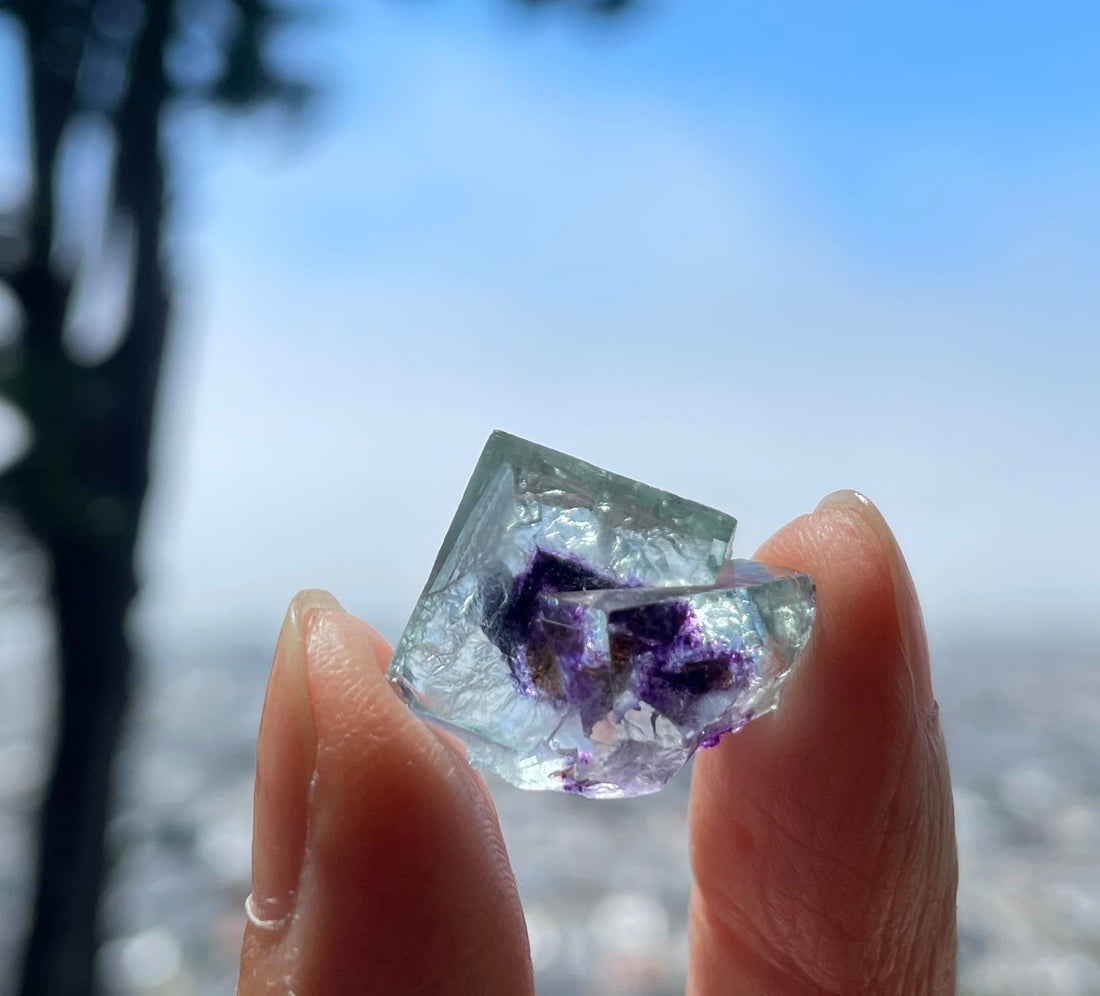 Purple color-zoned Yaogangxian fluorite specimen — Hunan China | LBV Crafts