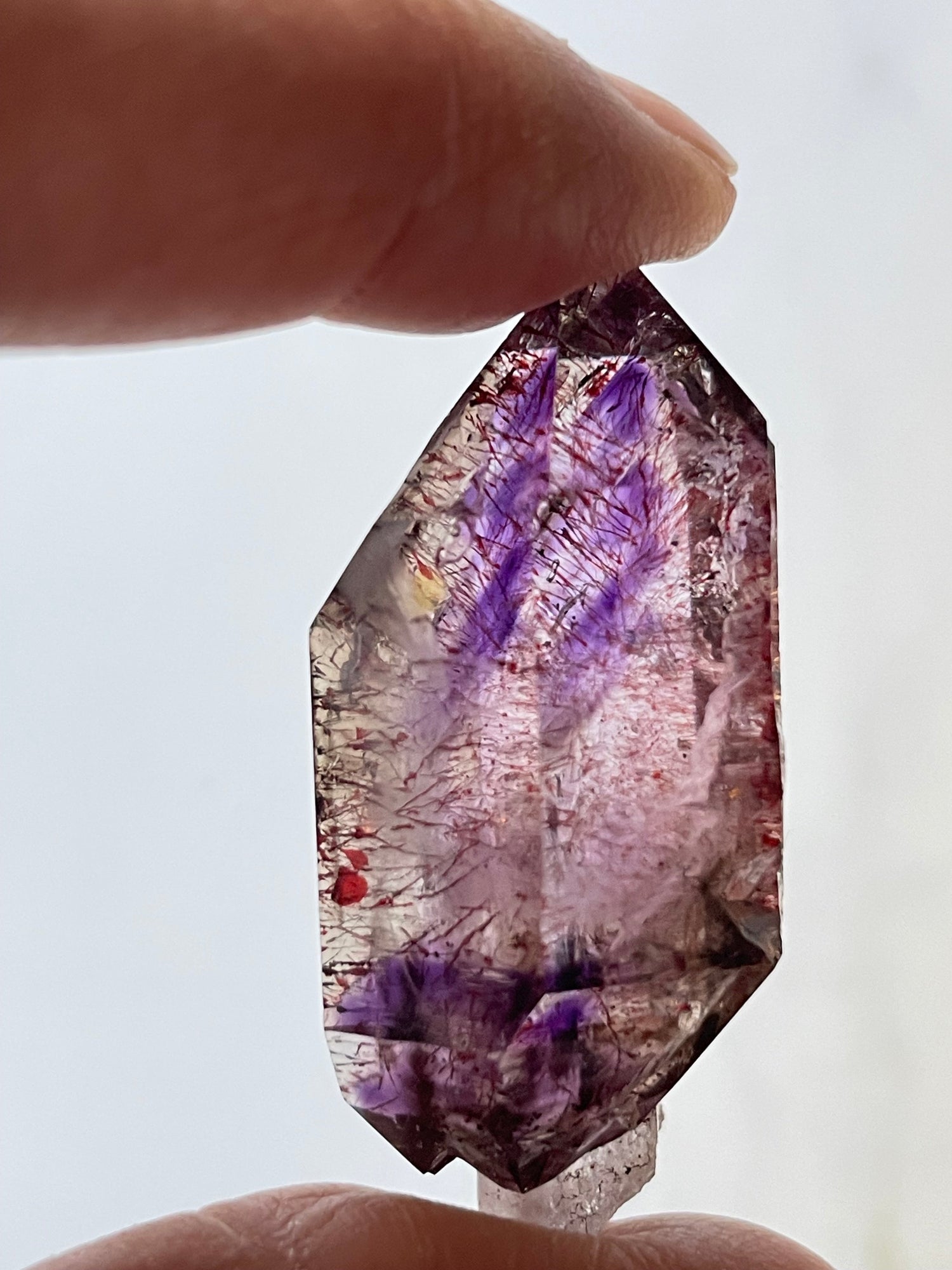 purple Super 7 Amethyst with red hematite flake inclusions - crystal for Spiritual growth 