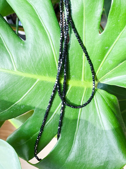 "Onyx Glow" – Black Spinel Micro-Faceted Necklace
