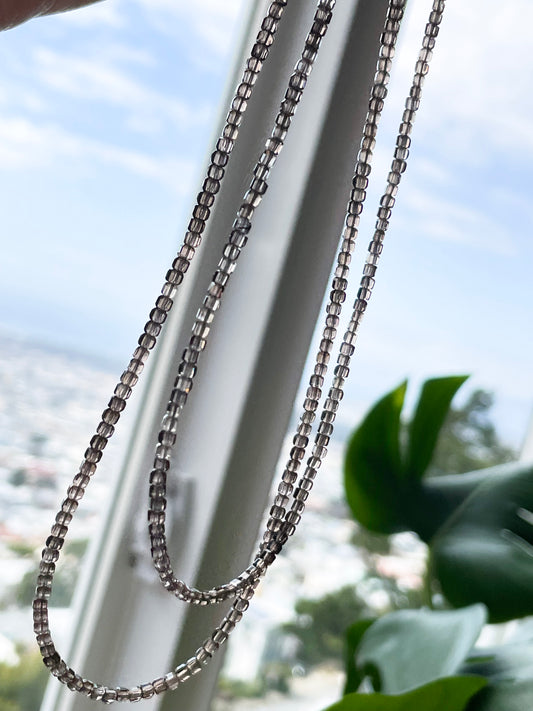 "Smoky Veil" – Smoky Quartz Micro-Faceted Necklace