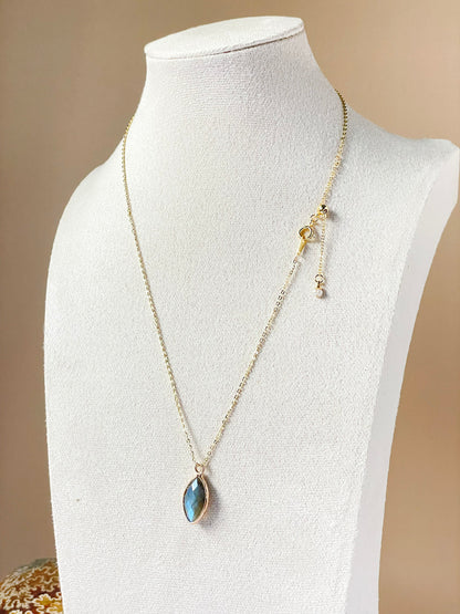 "Inner Light" – Marquise Labradorite Blue Flash Necklace