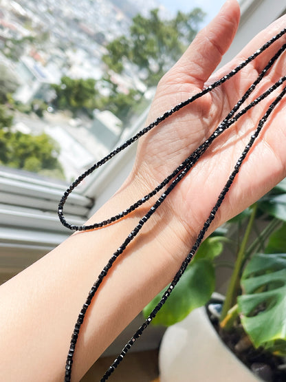 "Onyx Glow" – Black Spinel Micro-Faceted Necklace
