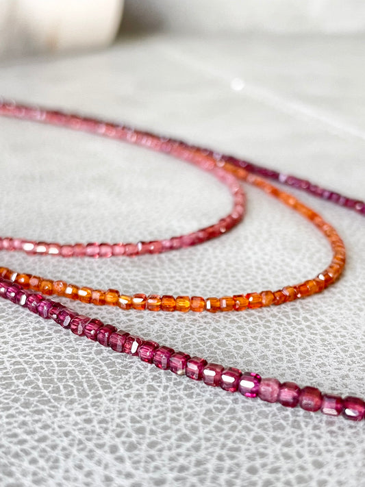 "Rosé Spirit" – Rhodolite Garnet Micro-Faceted Necklace