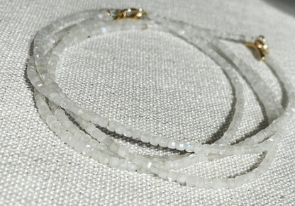 "Lunar Whisper" – Moonstone Micro-Faceted Necklace
