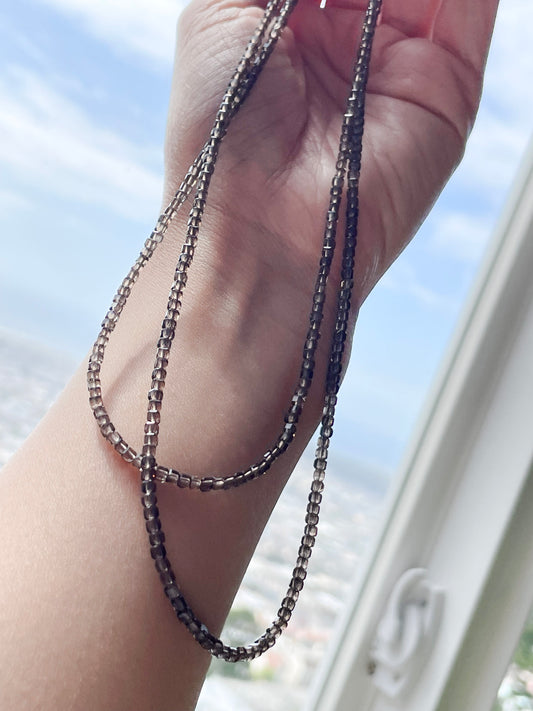 "Smoky Veil" – Smoky Quartz Micro-Faceted Necklace