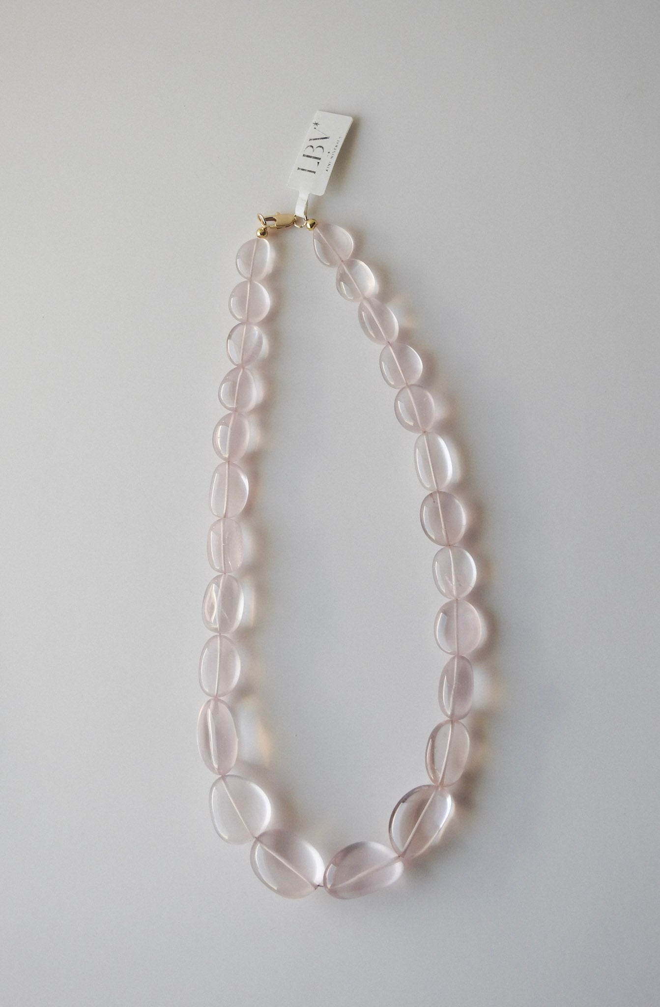 "Rose Radiance" – Rose Quartz Rivière Necklace with Gold-Filled Clasp