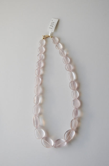 "Rose Radiance" – Rose Quartz Rivière Necklace with Gold-Filled Clasp