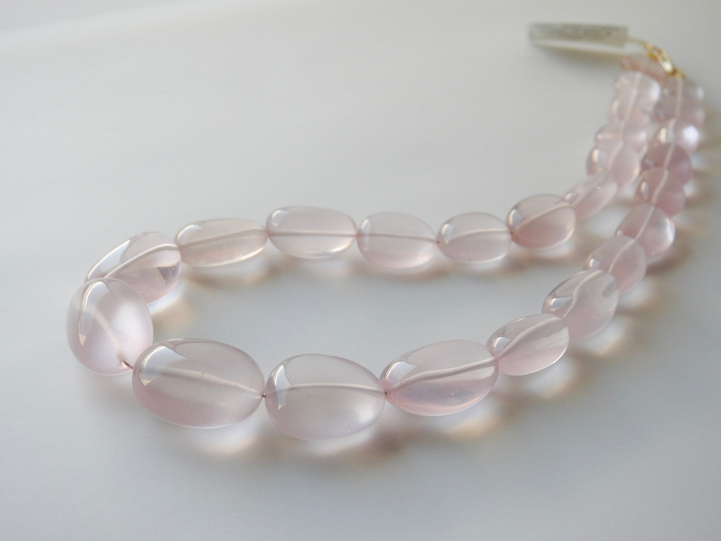 "Rose Radiance" – Rose Quartz Rivière Necklace with Gold-Filled Clasp