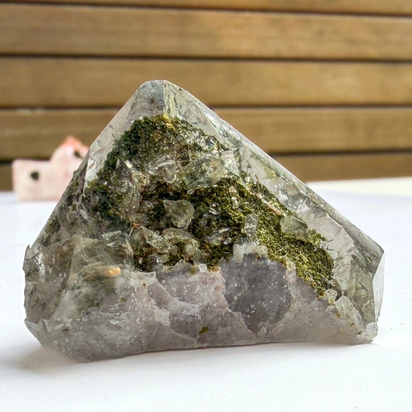 Garden Amethyst - Epidote Gemstone, Hematite Inclusion LBV Crafts Crystal