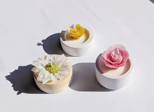 Three Handmade decorative scented candles on a white background - LBV Crafts