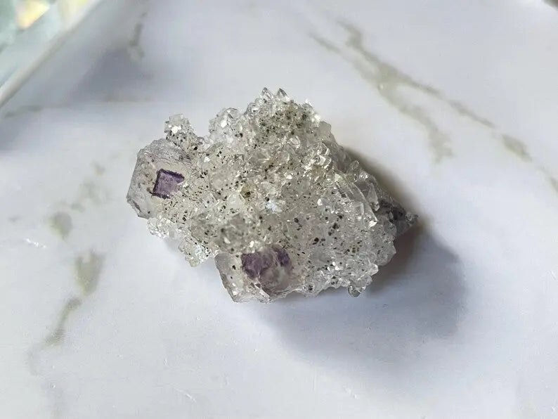 Porcelain Fluorite on Needle Quartz - Yaogangxian, China LBV Crafts