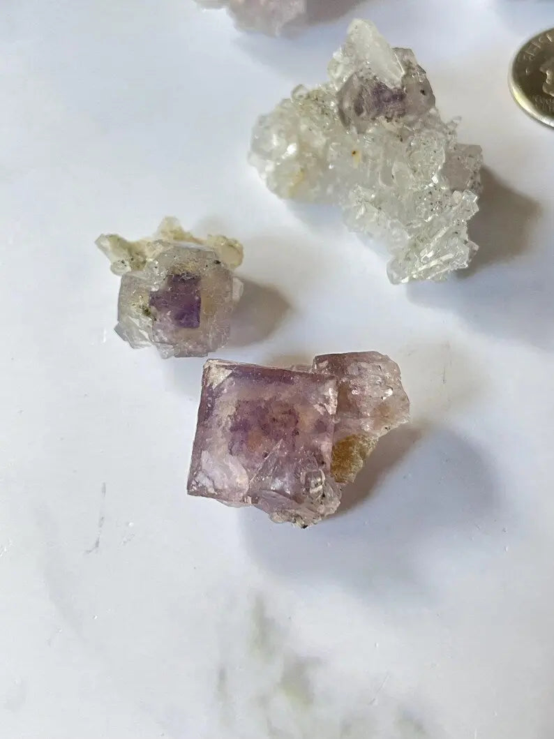 Porcelain Fluorite on Needle Quartz - Yaogangxian, China LBV Crafts