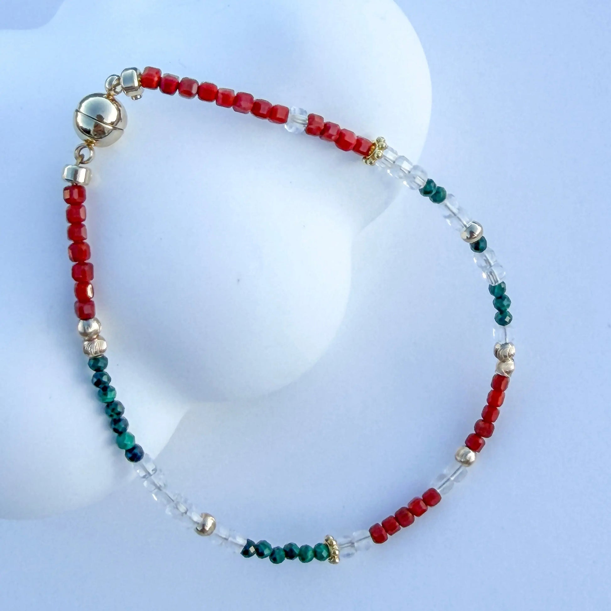 Three Body Theory - Red Agate, Clear Quartz, and Green Malachite Jewelry LBV Crafts Jewelry