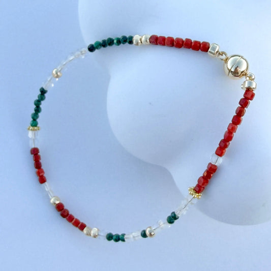 Three Body Theory - Red Agate, Clear Quartz, and Green Malachite Jewelry LBV Crafts Jewelry