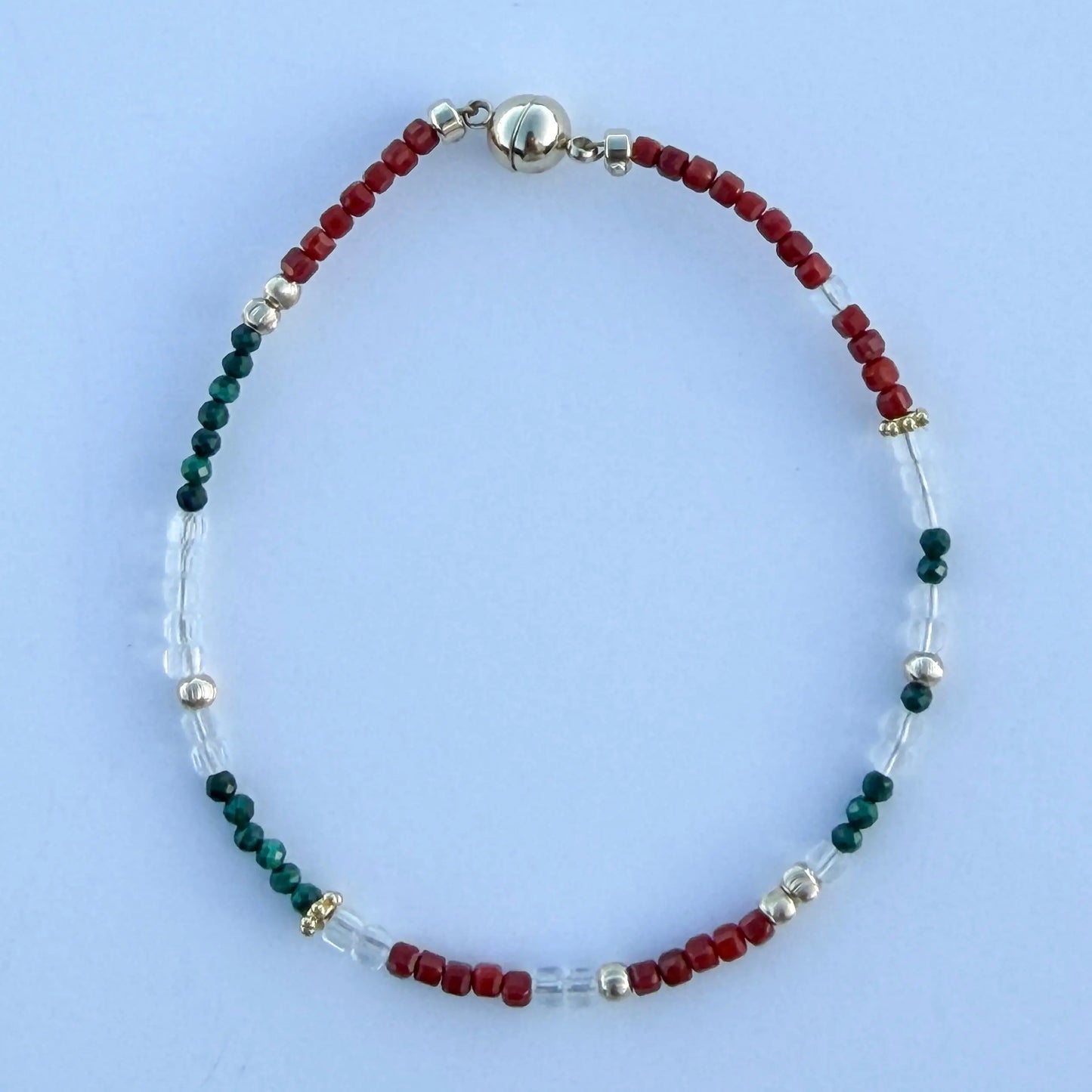 Three Body Theory - Red Agate, Clear Quartz, and Green Malachite Jewelry LBV Crafts Jewelry