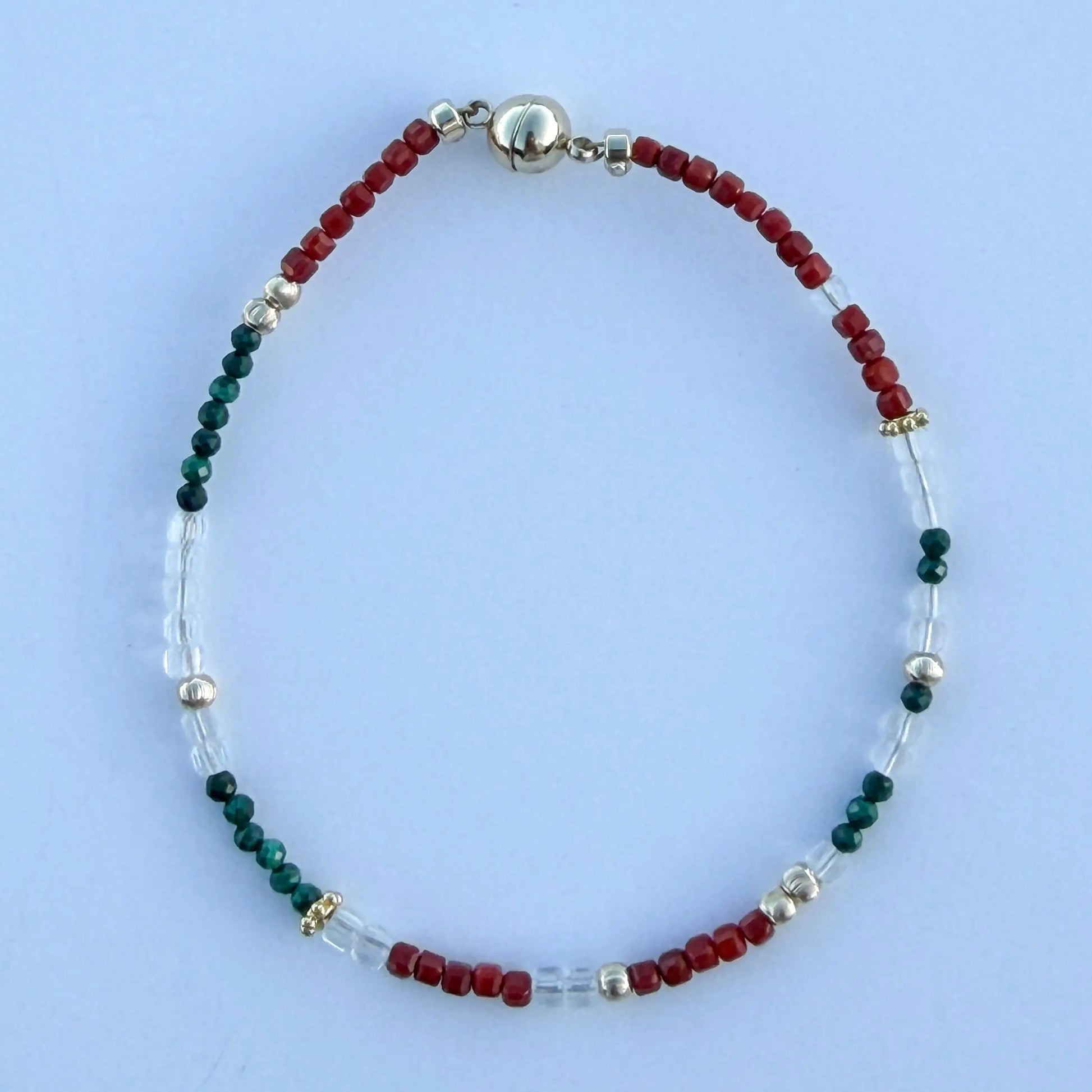 Three Body Theory - Red Agate, Clear Quartz, and Green Malachite Jewelry LBV Crafts Jewelry