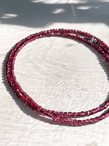 "Rosé Spirit" – Rhodolite Garnet Micro-Faceted Necklace