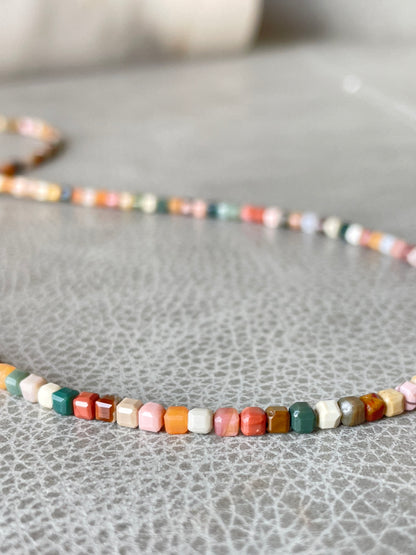 "Desert Dawn" – Alashan Agate Micro-Faceted Necklace