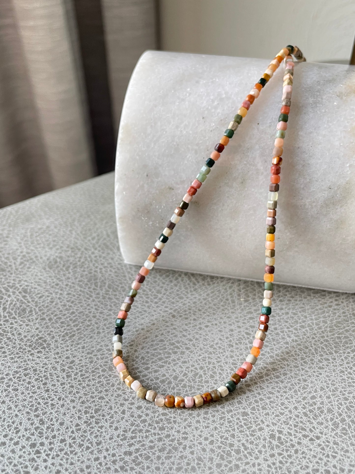 "Desert Dawn" – Alashan Agate Micro-Faceted Necklace