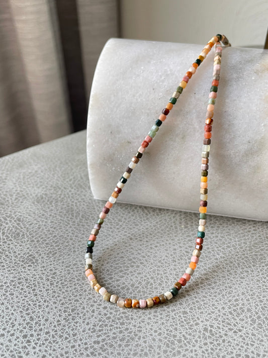 "Desert Dawn" – Alashan Agate Micro-Faceted Necklace