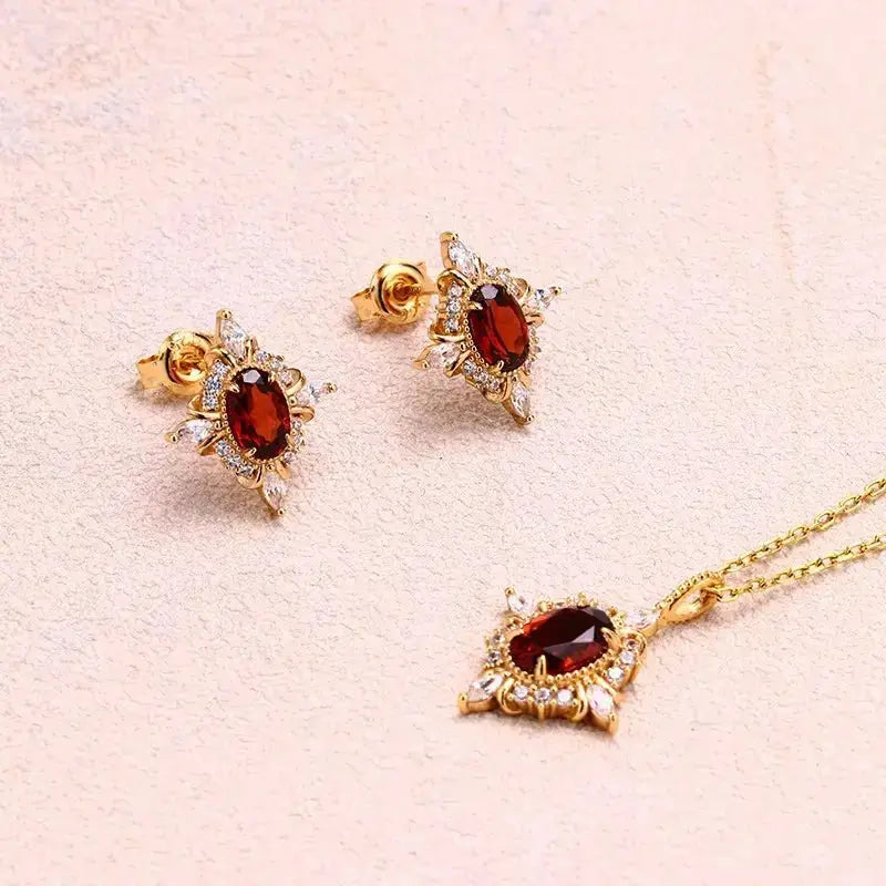January Birthstone Rhodolite Garnet Earrings on light pink background - LBV Crafts - Jewelry