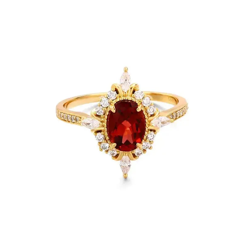 January Birthstone Garnet Ring - Rhodolite Garnet Ring - LBV Crafts - Jewelry