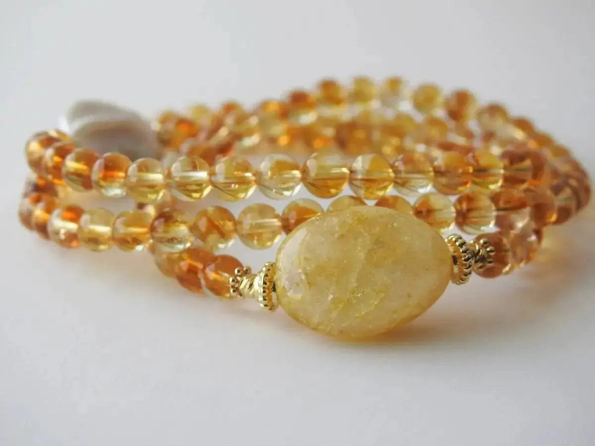 Golden Glow – Yellow Quartz & Baroque Pearl Stretch Necklace or Bracelet - LBV Crafts - Jewelry