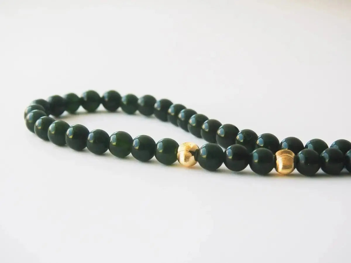 Jade Tropic – Green Jade Jewelry with Gold Monstera Leaf Pendant - LBV Crafts - Jewelry