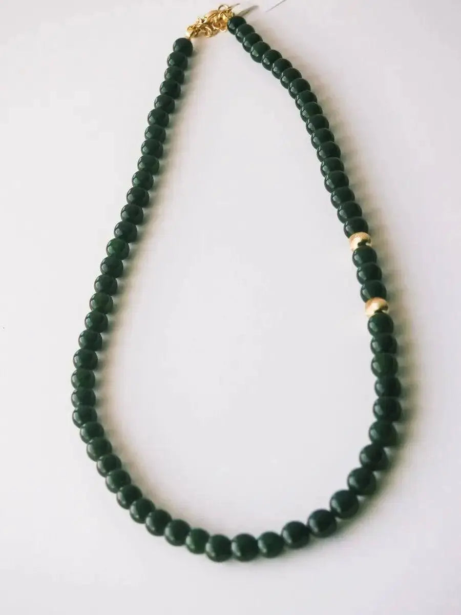 Jade Tropic – Green Jade Jewelry with Gold Monstera Leaf Pendant - LBV Crafts - Jewelry