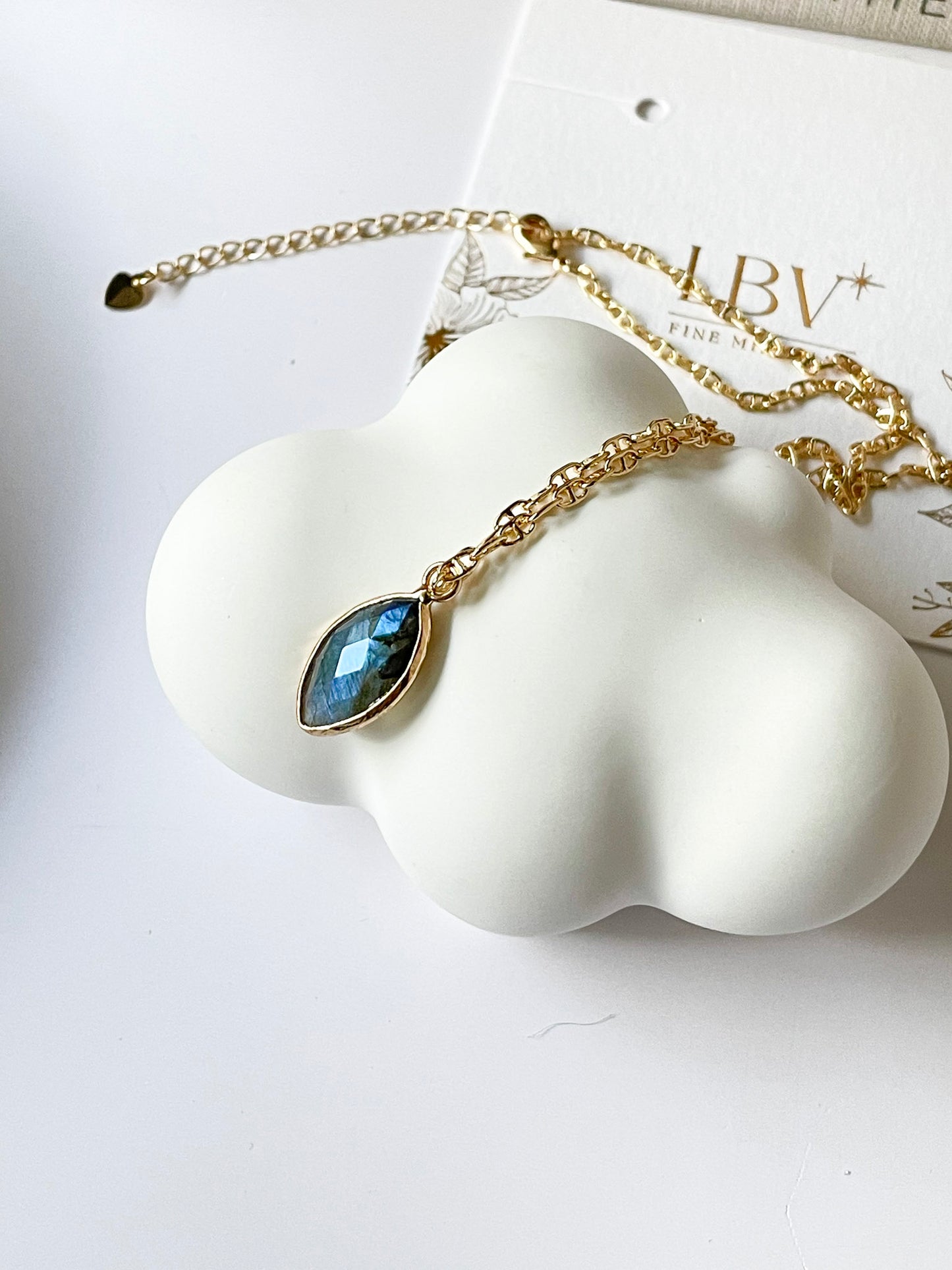 "Inner Light" – Marquise Labradorite Blue Flash Necklace