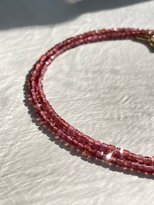 "Honey Flame" – Hessonite Garnet Micro-Faceted Necklace