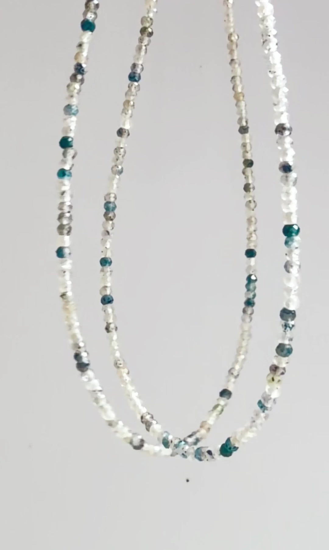 K2 mineral necklace with blue and white beads